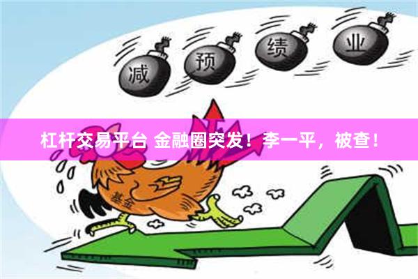 杠杆交易平台 金融圈突发！李一平，被查！