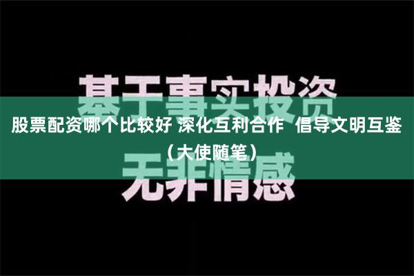 股票配资哪个比较好 深化互利合作  倡导文明互鉴（大使随笔）